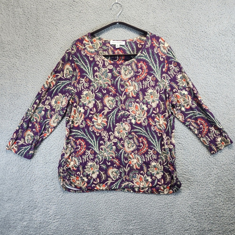 Emily Daniels Full Print Floral Top Womens XL Boho Cottagecore Colorful
